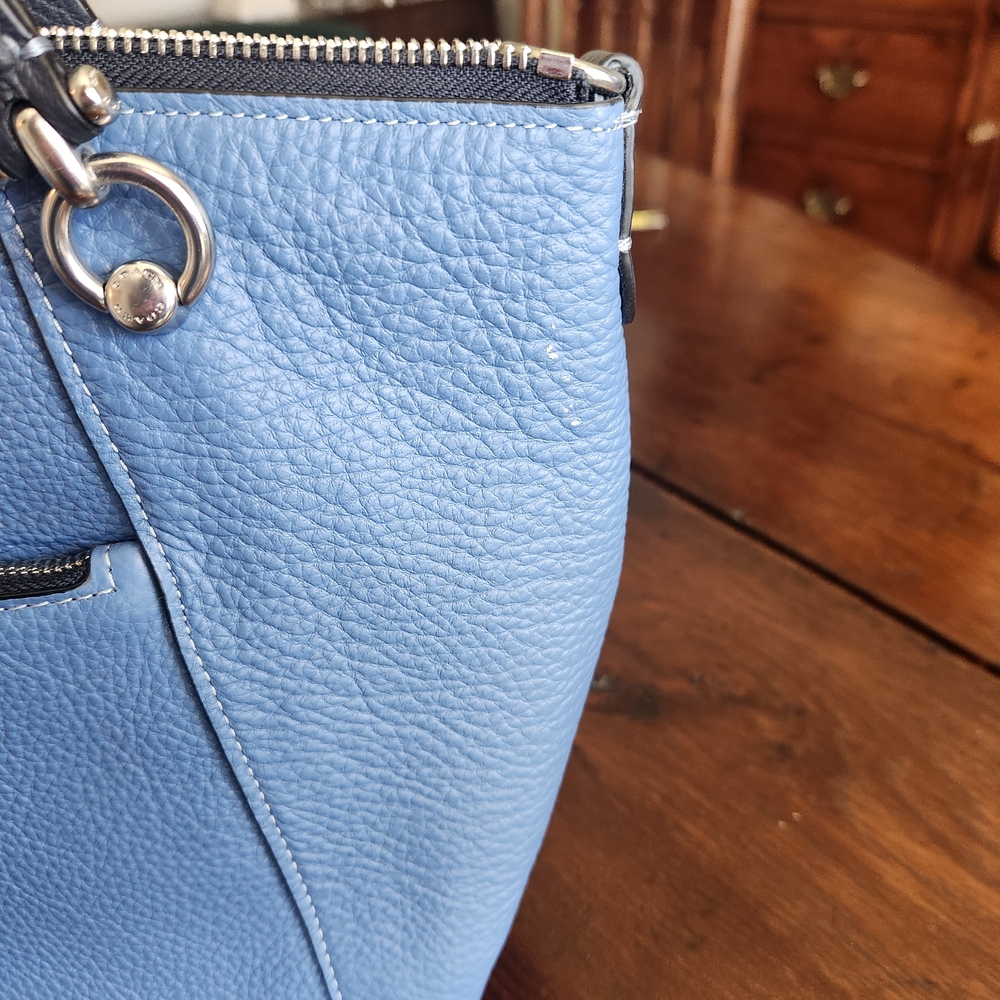 COACH Kacey Satchel Pebbled Leather Sky Blue - Picture 9 of 13